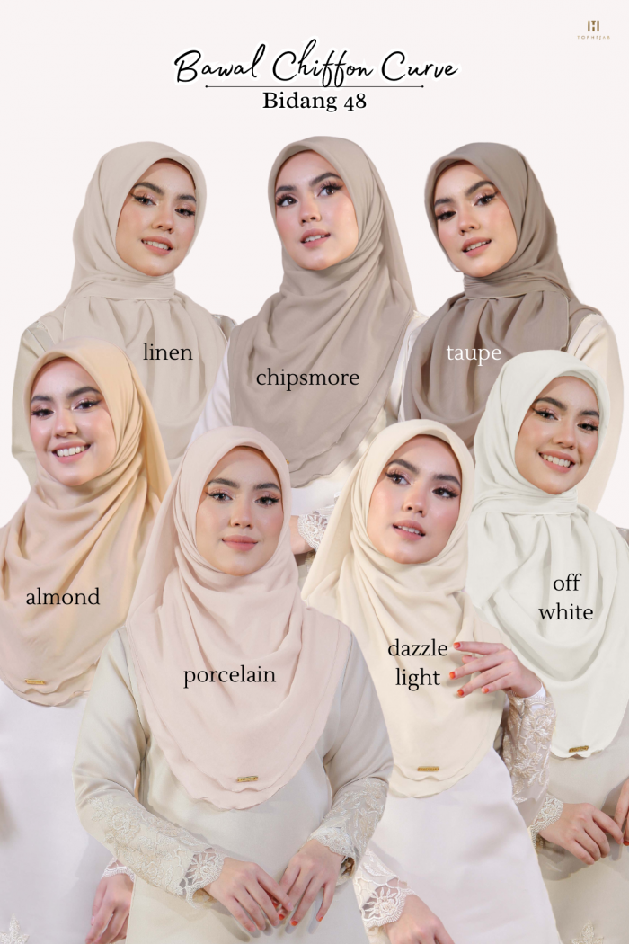 BAWAL CHIFFON CURVE BIDANG 48- ALMOND