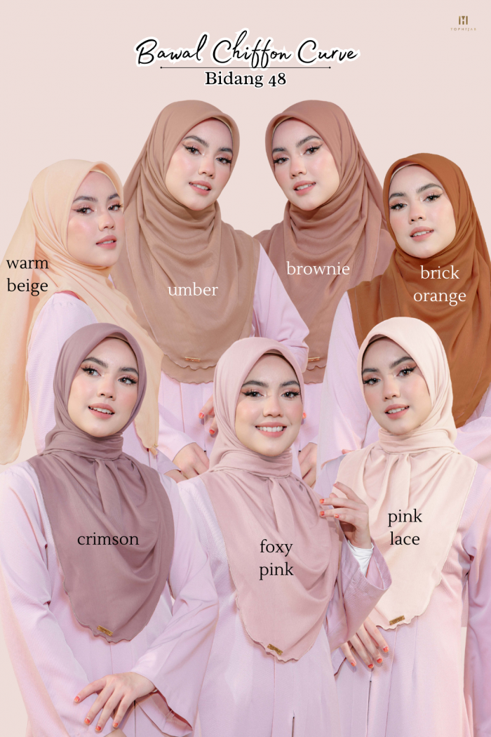 BAWAL CHIFFON CURVE BIDANG 48- FOXY PINK