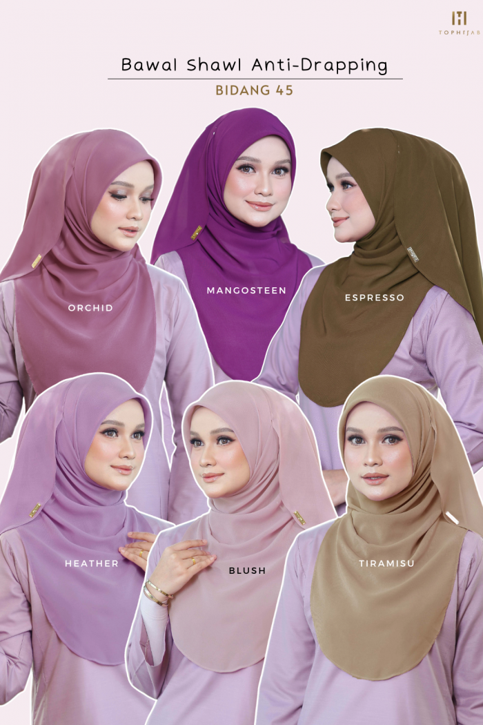 TIRAMISU - BAWAL SHAWL ANTI DRAPPING BIDANG 45