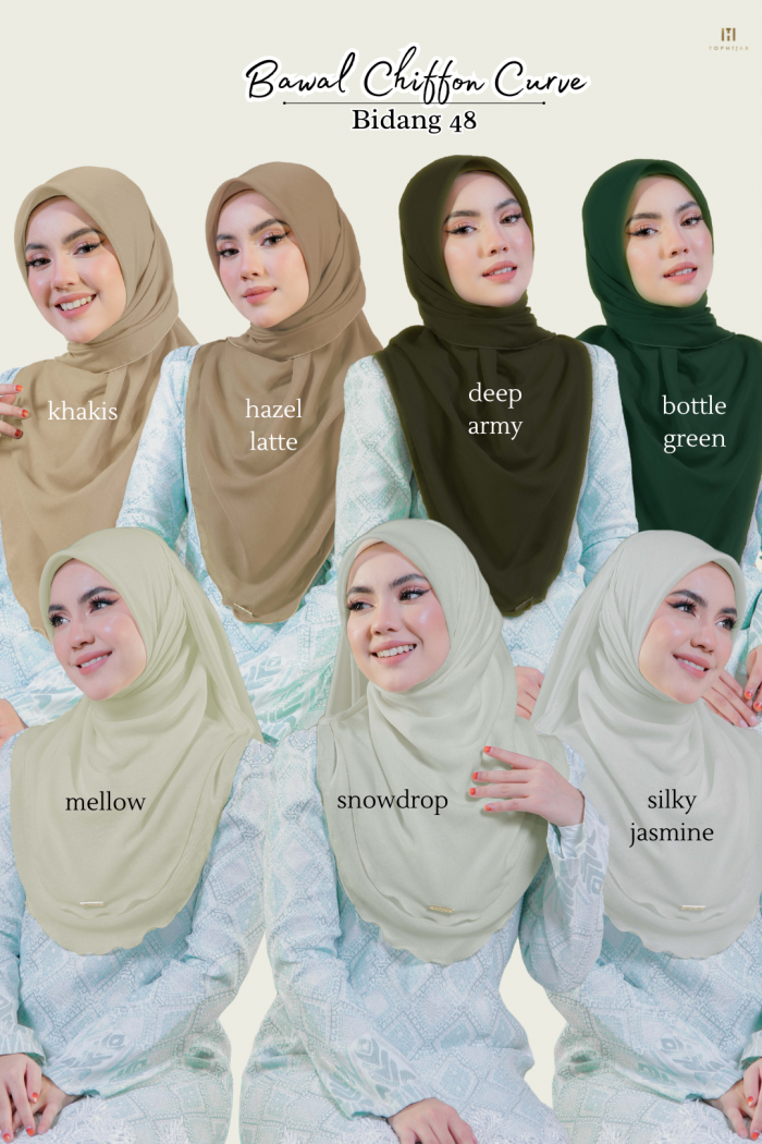 BAWAL CHIFFON CURVE BIDANG 48- SNOWDROP