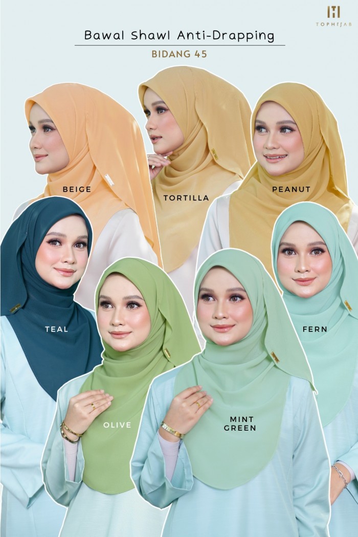 BEIGE - BAWAL SHAWL ANTI DRAPPING BIDANG 45