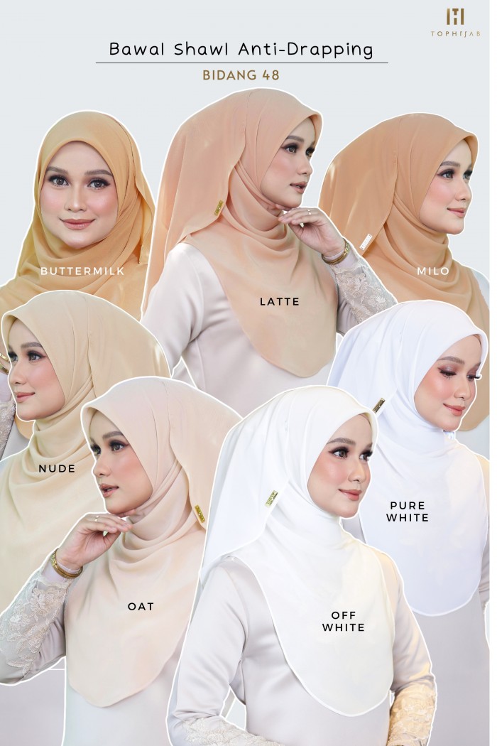 LATTE - BAWAL SHAWL ANTI DRAPPING BIDANG 48