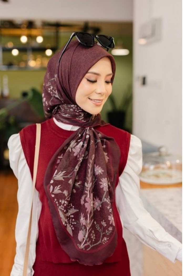 PRINTED CURVE SAKURA - BURGUNDY