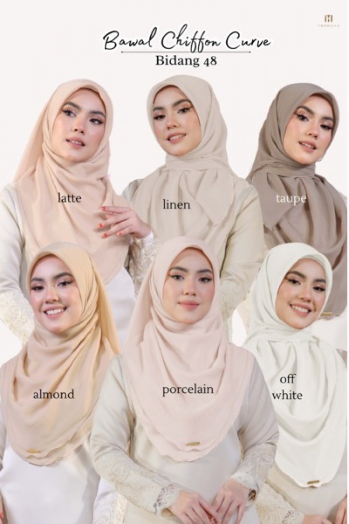 BAWAL CHIFFON CURVE BIDANG 48- TAUPE