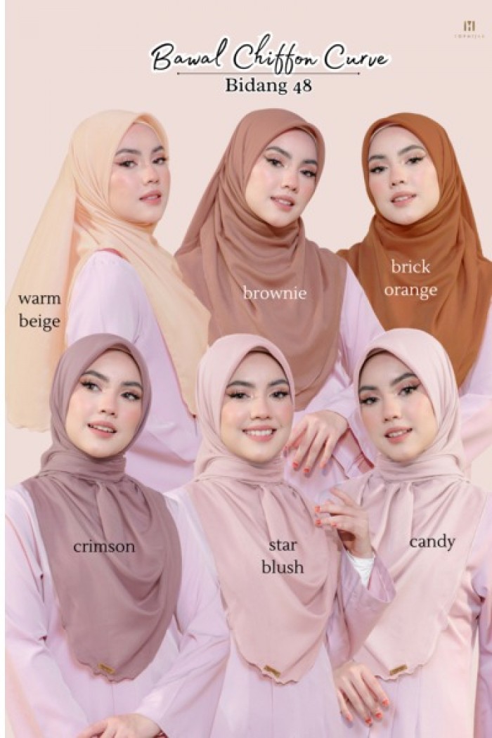 BAWAL CHIFFON CURVE BIDANG 48- BROWNIE