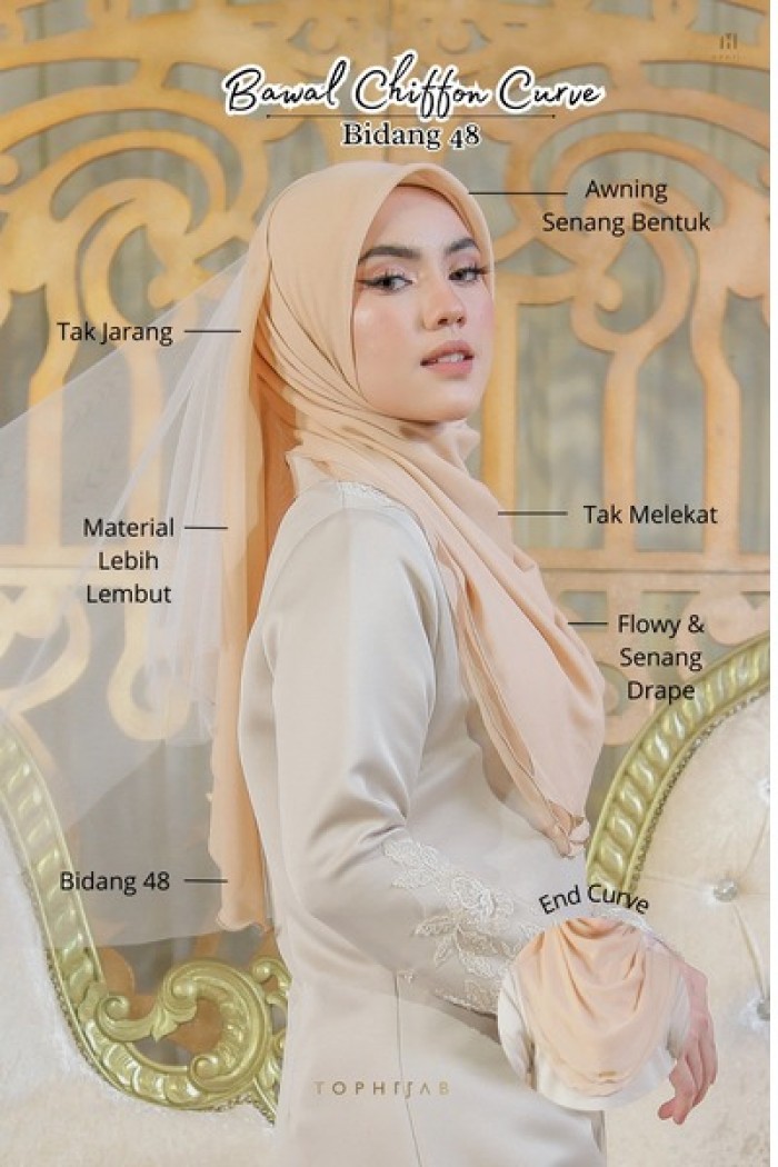 BAWAL CHIFFON CURVE BIDANG 48- STAR BLUSH