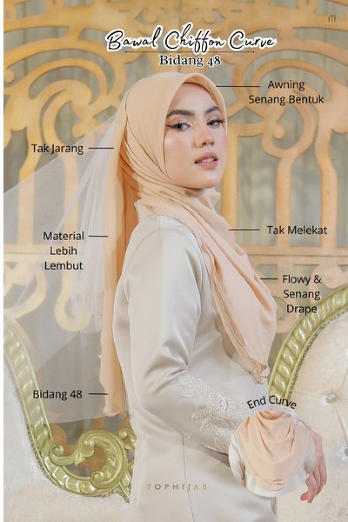 BAWAL CHIFFON CURVE BIDANG 48- TAUPE