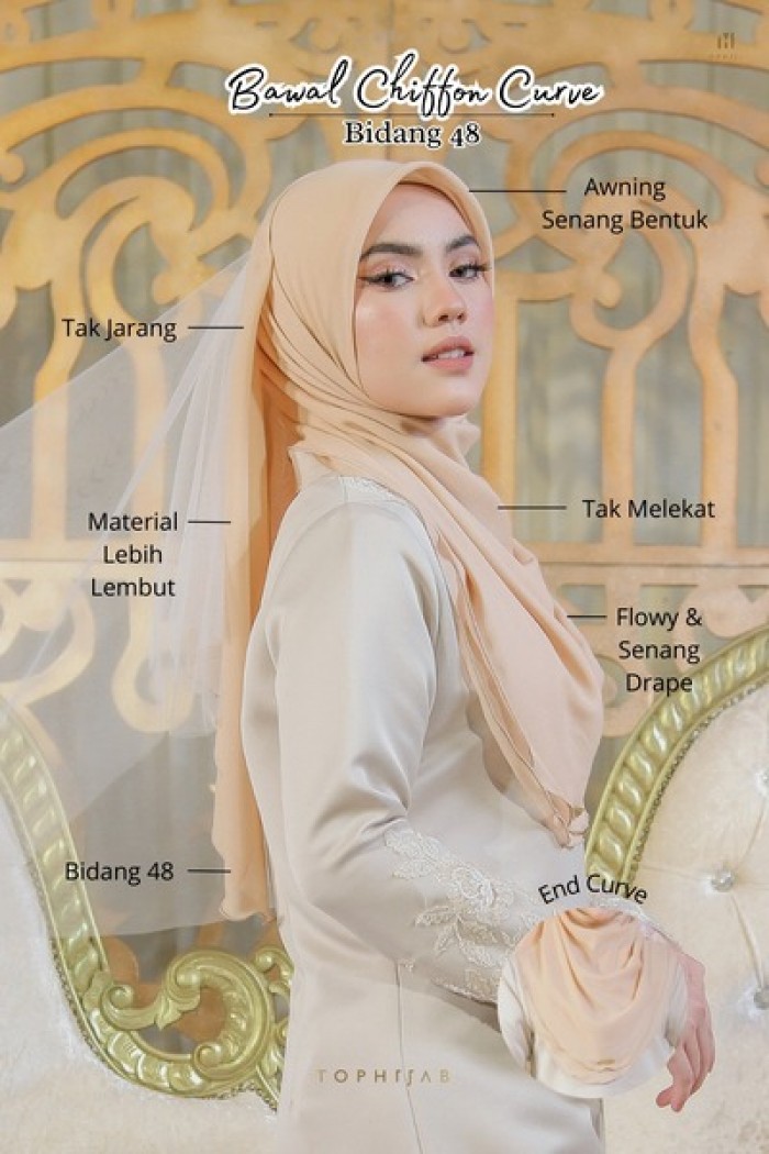 BAWAL CHIFFON CURVE BIDANG 48- ALMOND