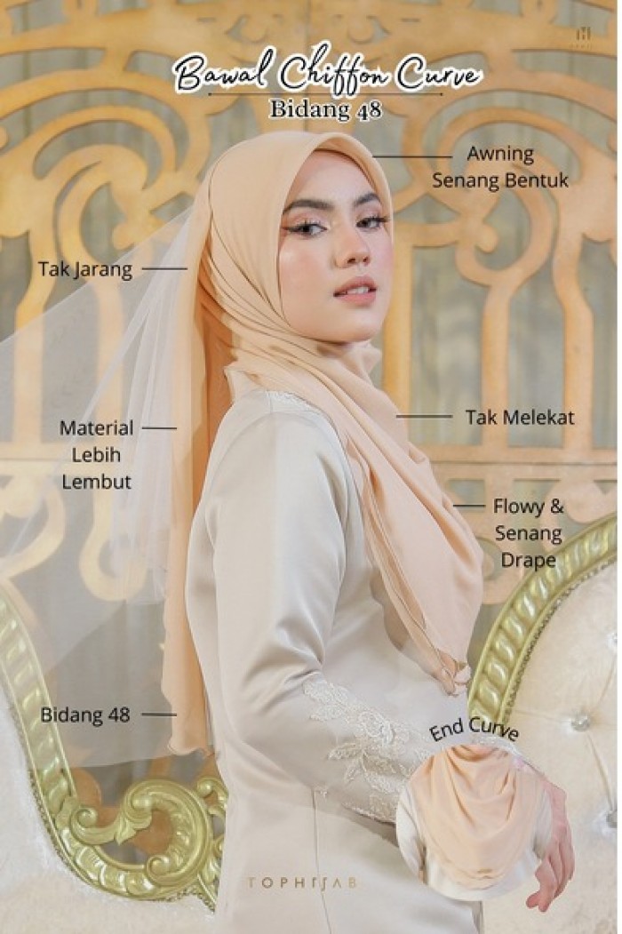 BAWAL CHIFFON CURVE BIDANG 48- CREAMY VANILLA