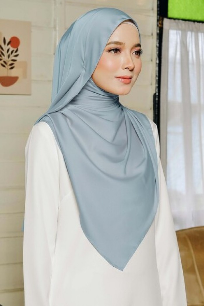 SATIN SILK SHAWL - AIRFORCE