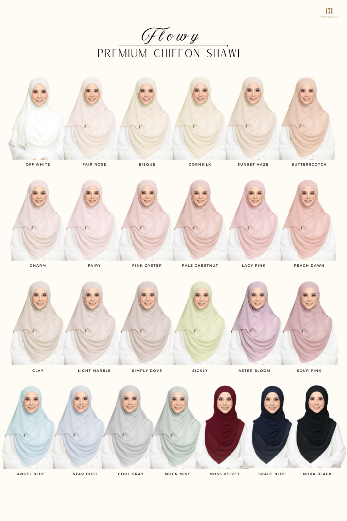 FLOWY PREMIUM CHIFFON SHAWL- SIMPLY DOVE